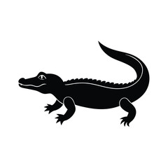 Alligator Silhouette Vector Art and Minimalist Alligator Black Color Design Illustration