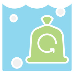 Water pollution icon in flat color style