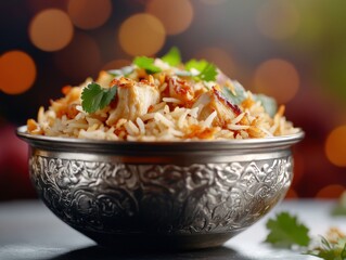 chicken biryani in a bowl