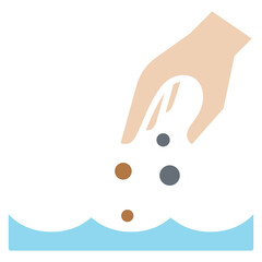 Water pollution icon in flat color style