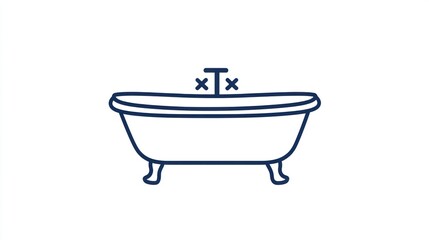 Simple line art illustration of a bathtub, possible use for a bathroom design or product catalog