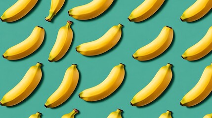 Banana Pattern on Teal Background