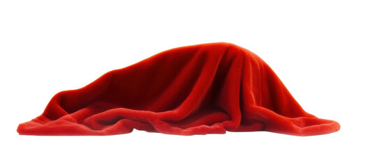 Fototapeta premium Soft red fabric draped in flowing folds, cut out