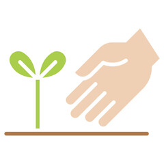 Obraz premium Plant the tree icon in flat color style