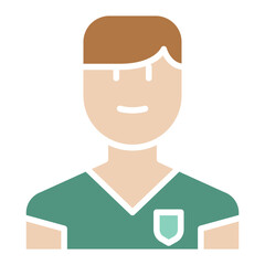 Football player icon in flat color style