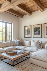 Beautiful Modern Living room Interior with furniture's ,mockup frame , posters, wall -3d Rendering