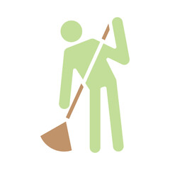 Sweeper icon in flat color style