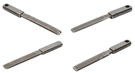 Four Metal Dental Scalers Tools Close Up on Black Background