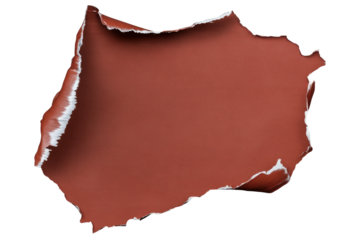 Dynamic red paper torn with a cutout effect, cut out