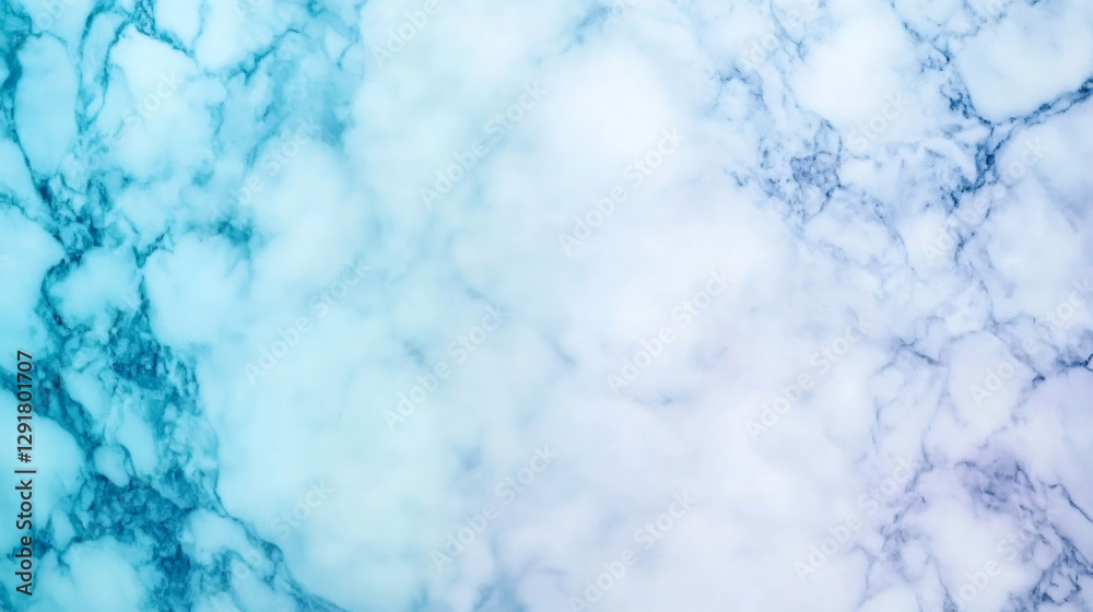 Poster horizontal marble texture with a gradient from blue to white, perfect for backgrounds and design pro