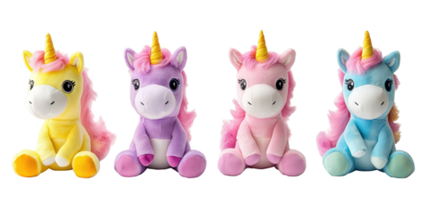 A set of four colorful unicorn