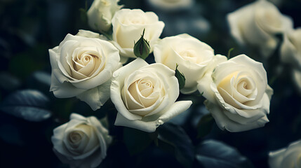 Fototapeta premium White roses pattern 