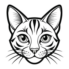 Cat head line art on white background