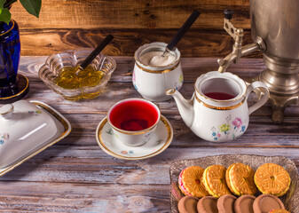 the traditional Russian tea. Samovar,