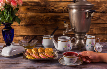 the traditional Russian tea. Samovar,