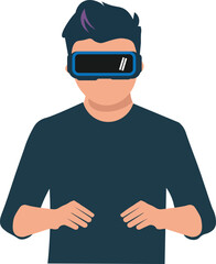Vector Illustration of a Man Wearing a VR Headset