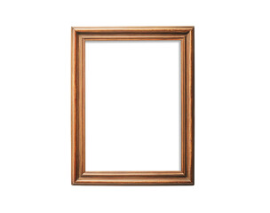 Vintage wooden picture frame isolated on transparent background. PNG. Front view