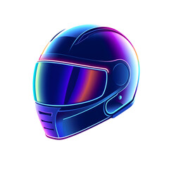 Helmet holographic 3D icon. neon symbol vector illustration isolated on white background. Generative AI