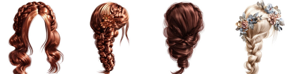 Obraz premium A set of female colored hairs