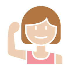 Healthy woman icon in flat color style