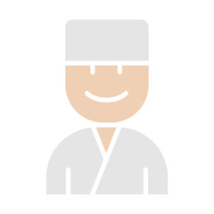Japanese chef icon in flat color style