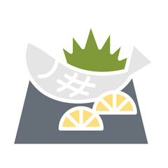 Fototapeta premium Saba fish steak icon in flat color style