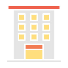 Hotel icon in flat color style