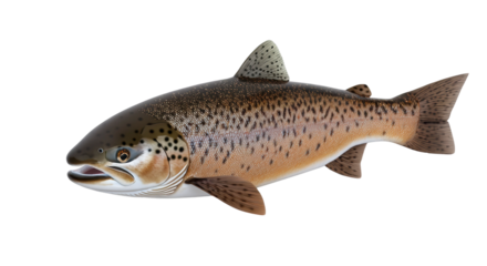 Salmon fish illustration on transparent background, cut out