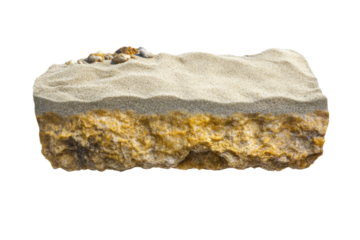 Sand formation with natural textures on the beach, cut out