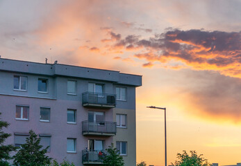 sunset in the city