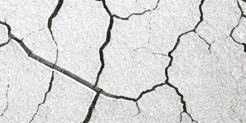 High-Quality Vector Texture with Cracks and Fractures from Earthquake Damage on Land, Floor, and Wall Surfaces in Black, White, and Grey, Ideal for Natural Disaster Simulations and Distressed Backgrou
