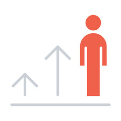 Human resource management icon in flat color style