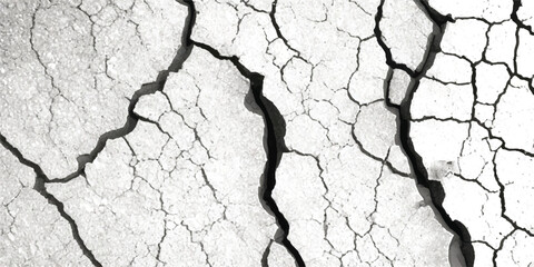 Realistic Earthquake Damage Vector Textures Featuring Cracks and Breaks on Land, Walls, and Floors in Black, White, and Grey, Perfect for Adding Distress and Surface Deformation to Digital Designs.
