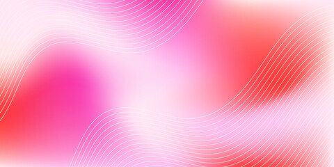 Blurred abstract background with waves. Mesh gradient. Standard banner size. Background for poster, brochure, booklet. Colorful, pink, red, white gradient. Unicorn