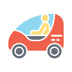Smart car icon in flat color style