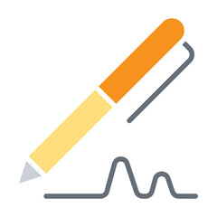 Signature icon in flat color style