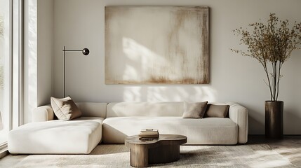 Beautiful Modern Living room Interior with furniture's ,mockup frame , posters, wall -3d Rendering