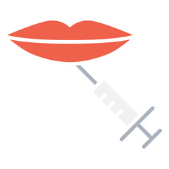 Lip botox icon in flat color style