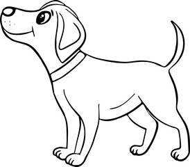 Happy dog outline, hand drawn doodle pet
