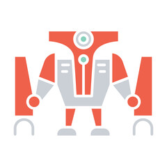 Robot icon in flat color style