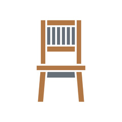 Chair icon in flat color style