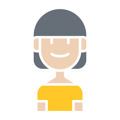 Woman icon in flat color style