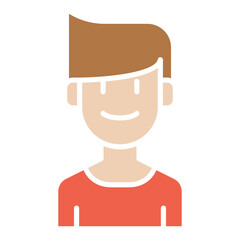 Boy icon in flat color style