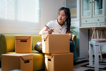 Small business owner preparing packages for shipment