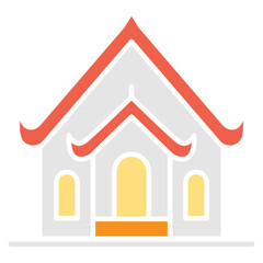 Thai Temple icon in flat color style