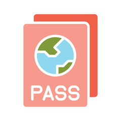 Passport icon in flat color style