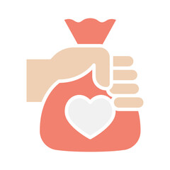 Donation icon in flat color style