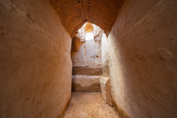 Vaulted hallway in the Qirqqiz Fortress, the first Islamic Academy for girls located on the...
