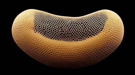 Close-up macro view of a honeycomb-like organic structure against a black background.  Possible use scientific study, educational material, design inspiration