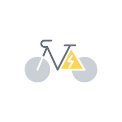 Electric bike, e-bike icon in flat color style
